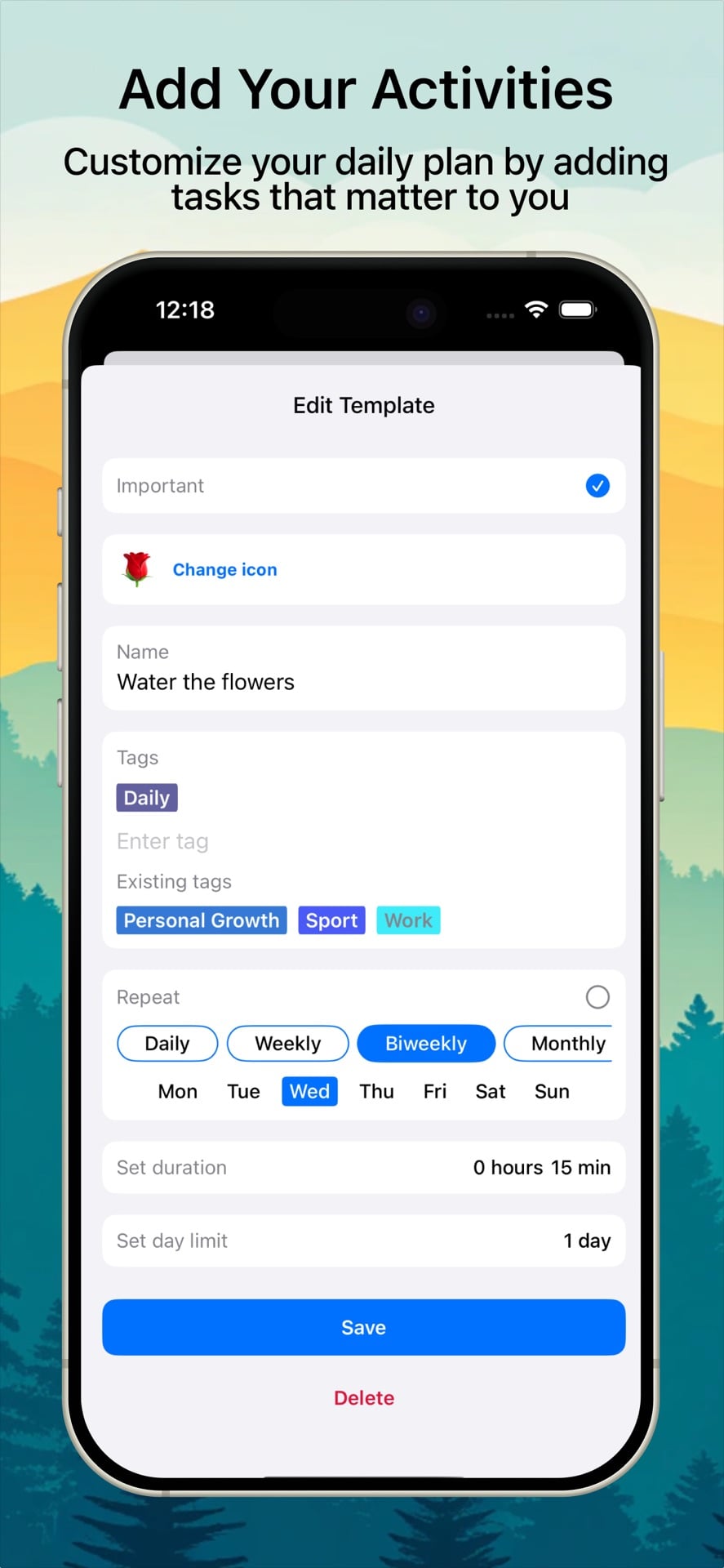 SnapDay activity editor